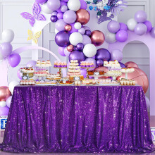 B-COOL Glitter Tafelkleed Halloween Tafelkleden Paars Pailletten Tafelkleed voor Bruiloft Verjaardag Banket Decoraties Dessert Taart Tafel Stof 90x90