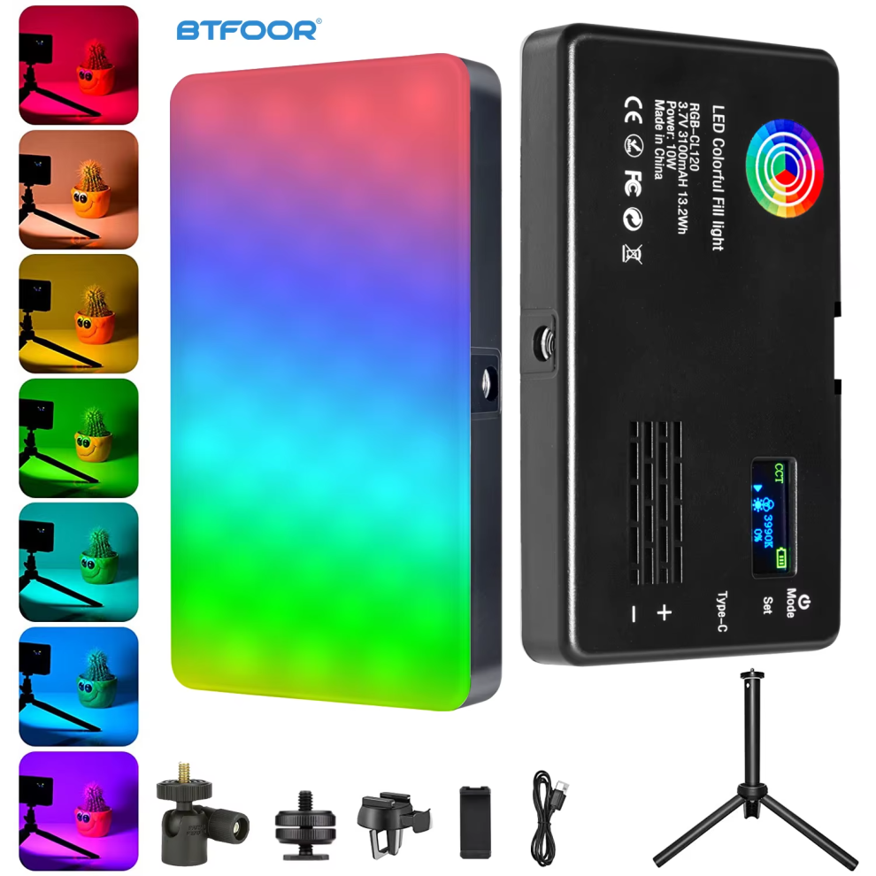 Rgb Led Video Photography Fill Camera Ing Panel Cri95+ 2500-9000K Lcd Display Cold Shoe For Vlog Live Streaming Dslr Light 34214213
