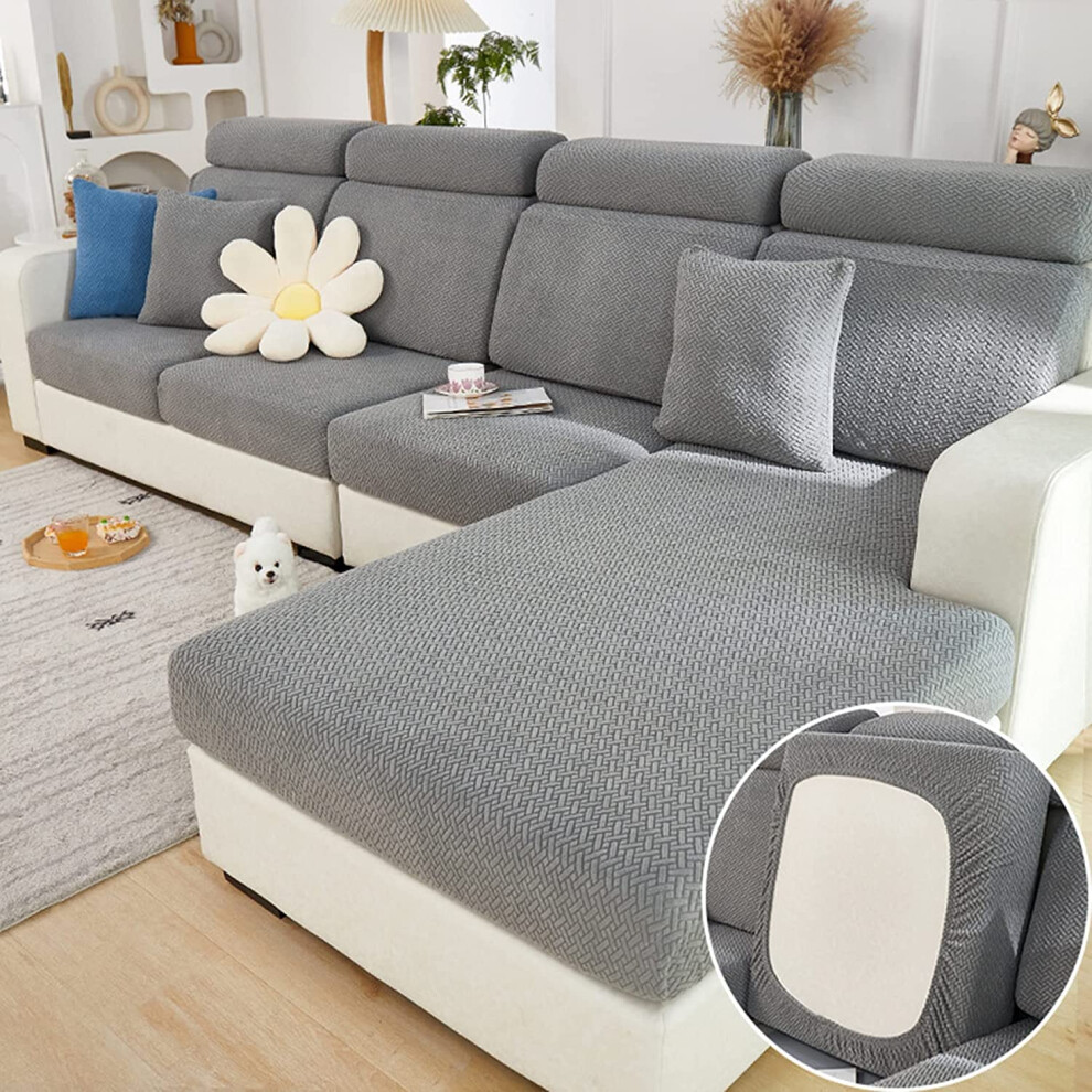 Yoovat Magic Sofa Hoezen Magic Sofa Bankhoezen 2024 Nieuwe Slijtvaste Universele Bankhoes Met Stretch Voor Sectionele Hoezen (Textuurgrijze Achterkant-image