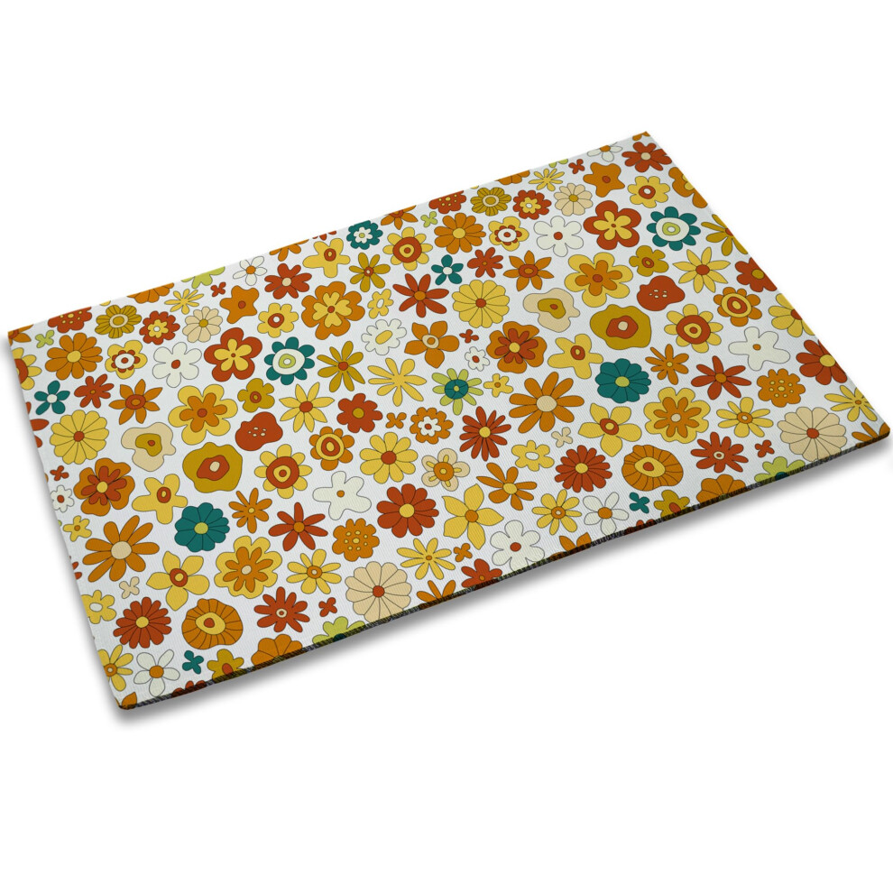 Tubamq Fu Matte Im Retro-Blumen-Stil Der 70Er, Tolles Vintage-Blumendekor, Eingangsbereich, Rutschfeste Teppiche Mit Filz, Dekorativ F R Zuhause/-image