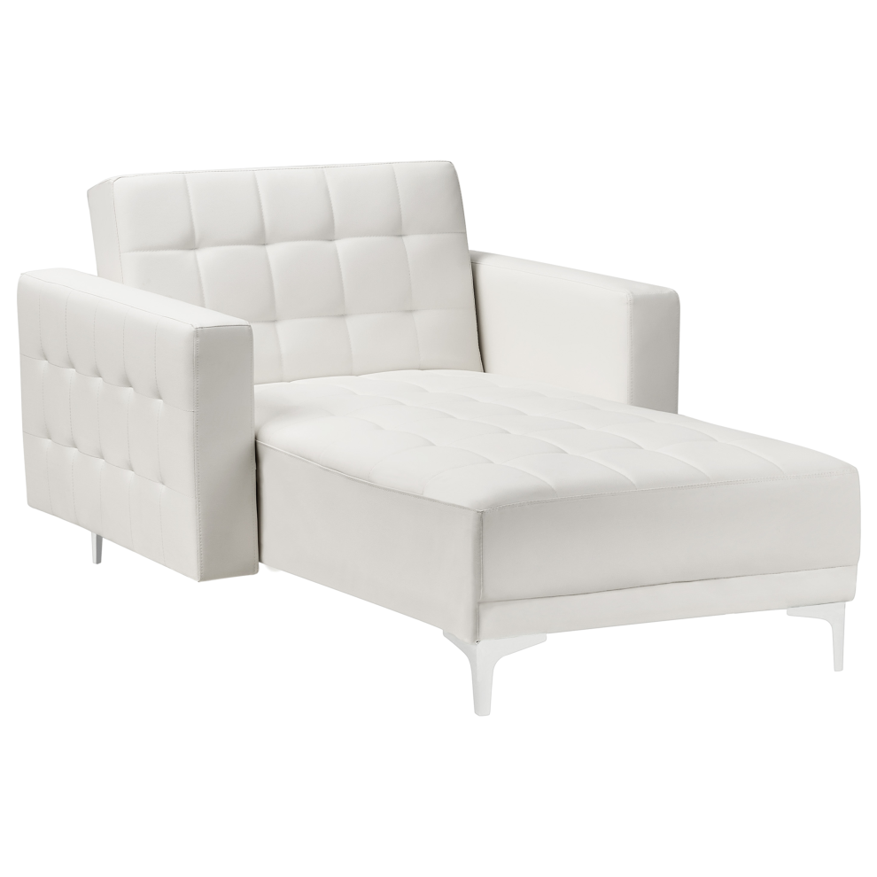 Faux Leather Chaise Lounge White ABERDEEN
