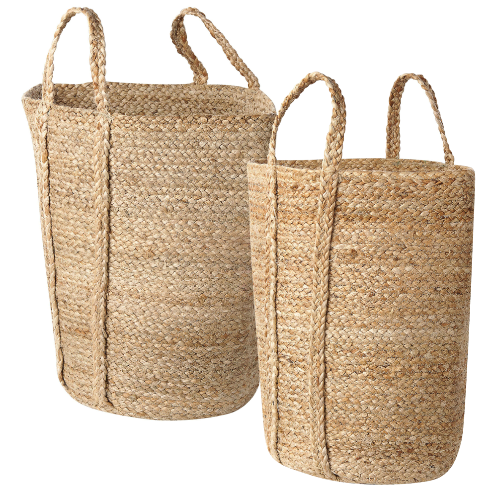 Set of 2 Baskets ORNACH Jute Natural