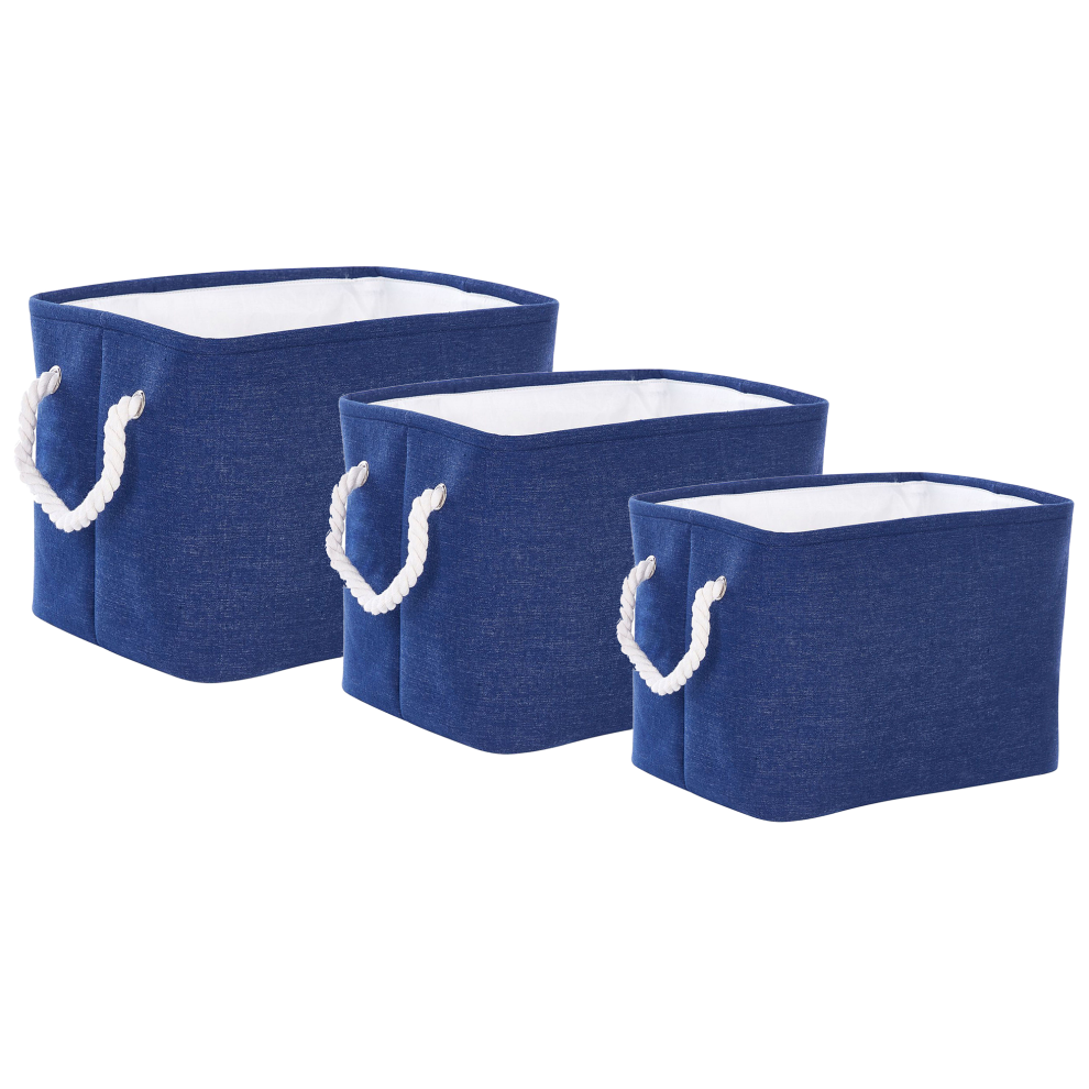 Set of 3 Baskets DARQAB Cotton Navy Blue