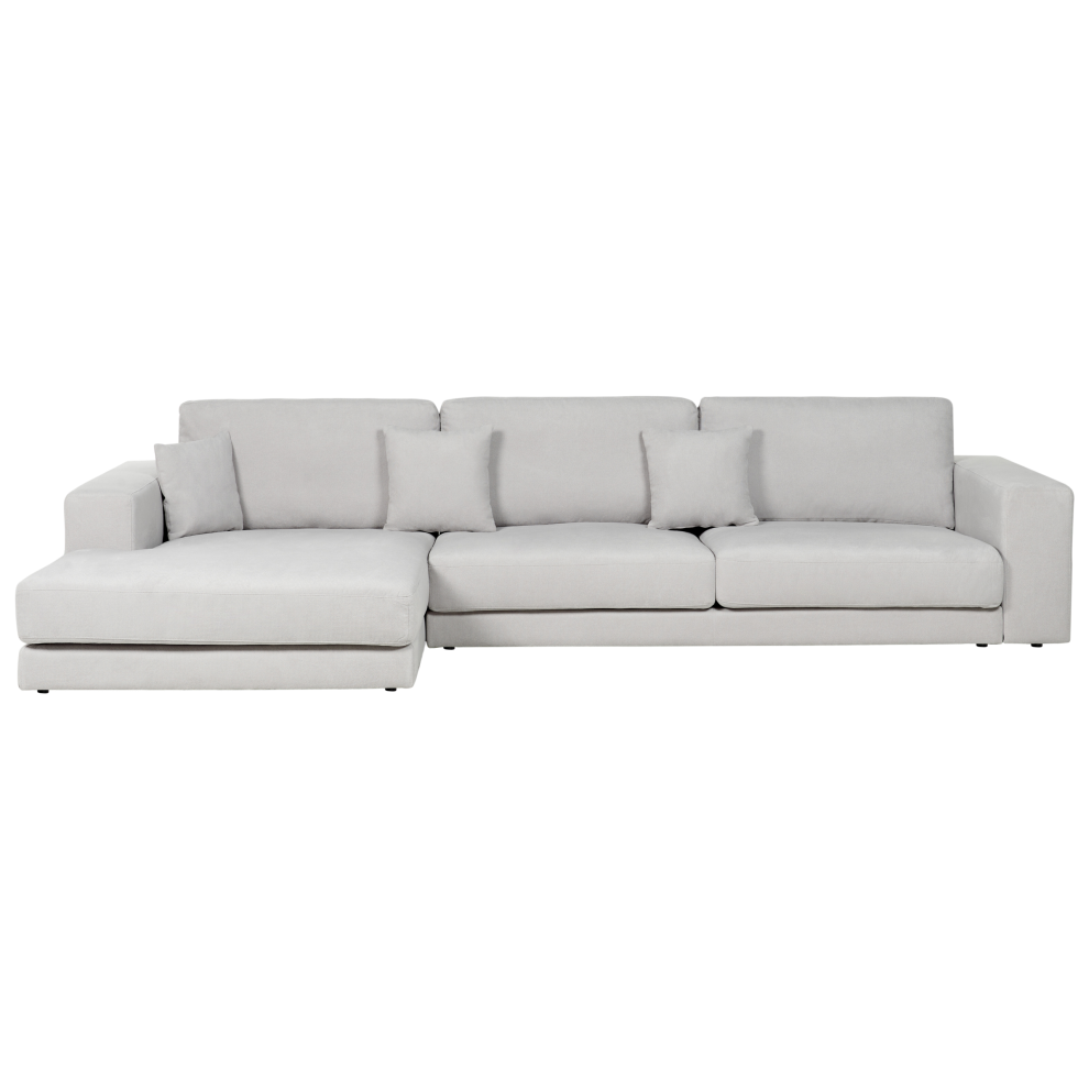 Corner Sofa LOFOTEN Fabric Light Grey 4 Seater Right Hand