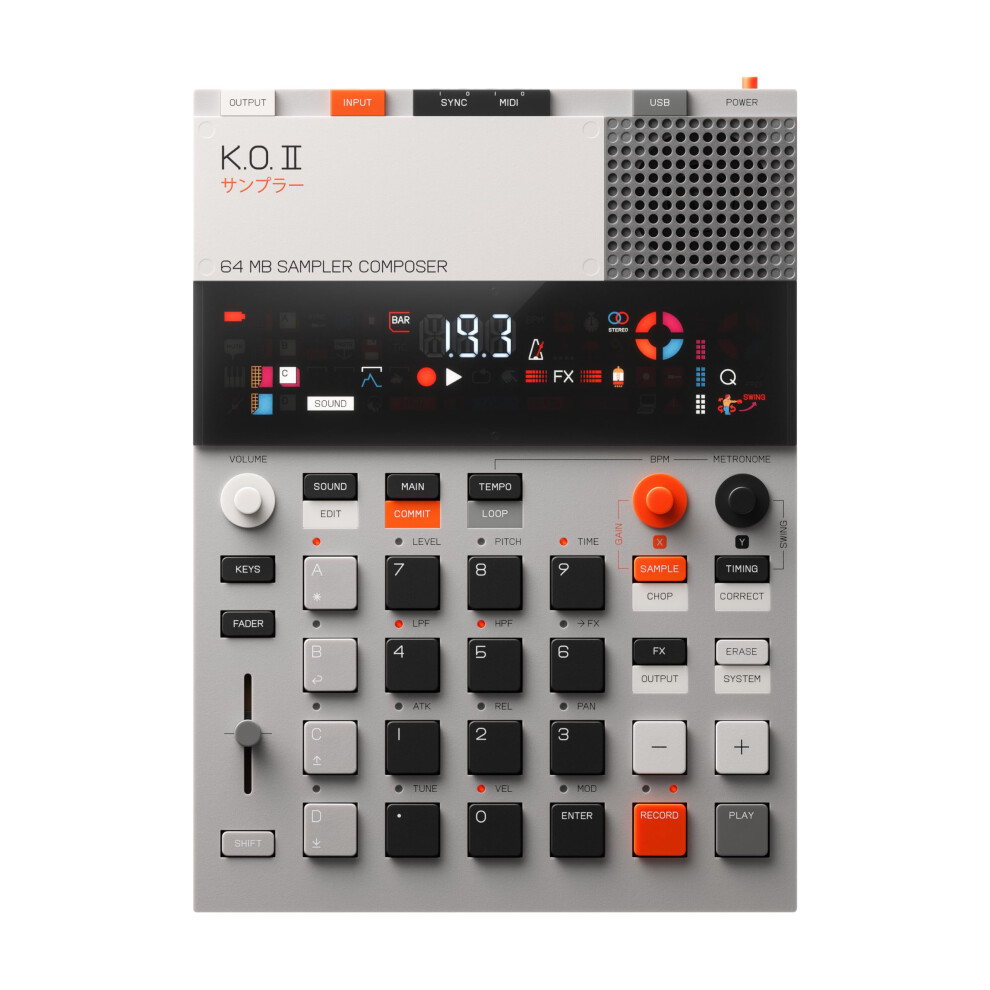 teenage engineering EP-133 K.O. II sampler drum machine and sequencer with built-in microphone and effects