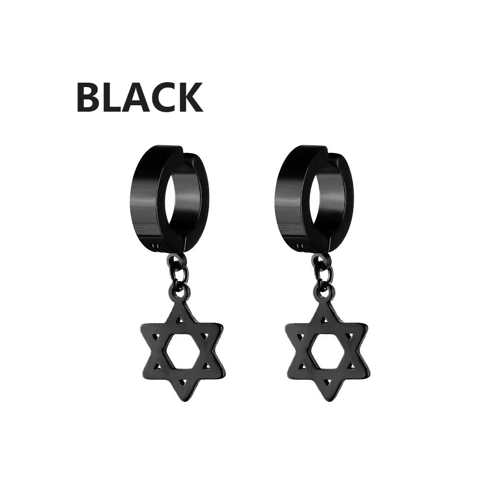 Photos - Earrings  1Pair Fashion Cross Pendant Ear Clip Non Piercing Unisex (CBlack Ear Clip)