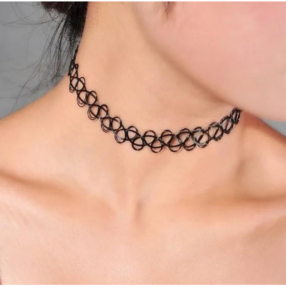 12pcs Black Fishing Line Choker Tattoo Necklace Pearl