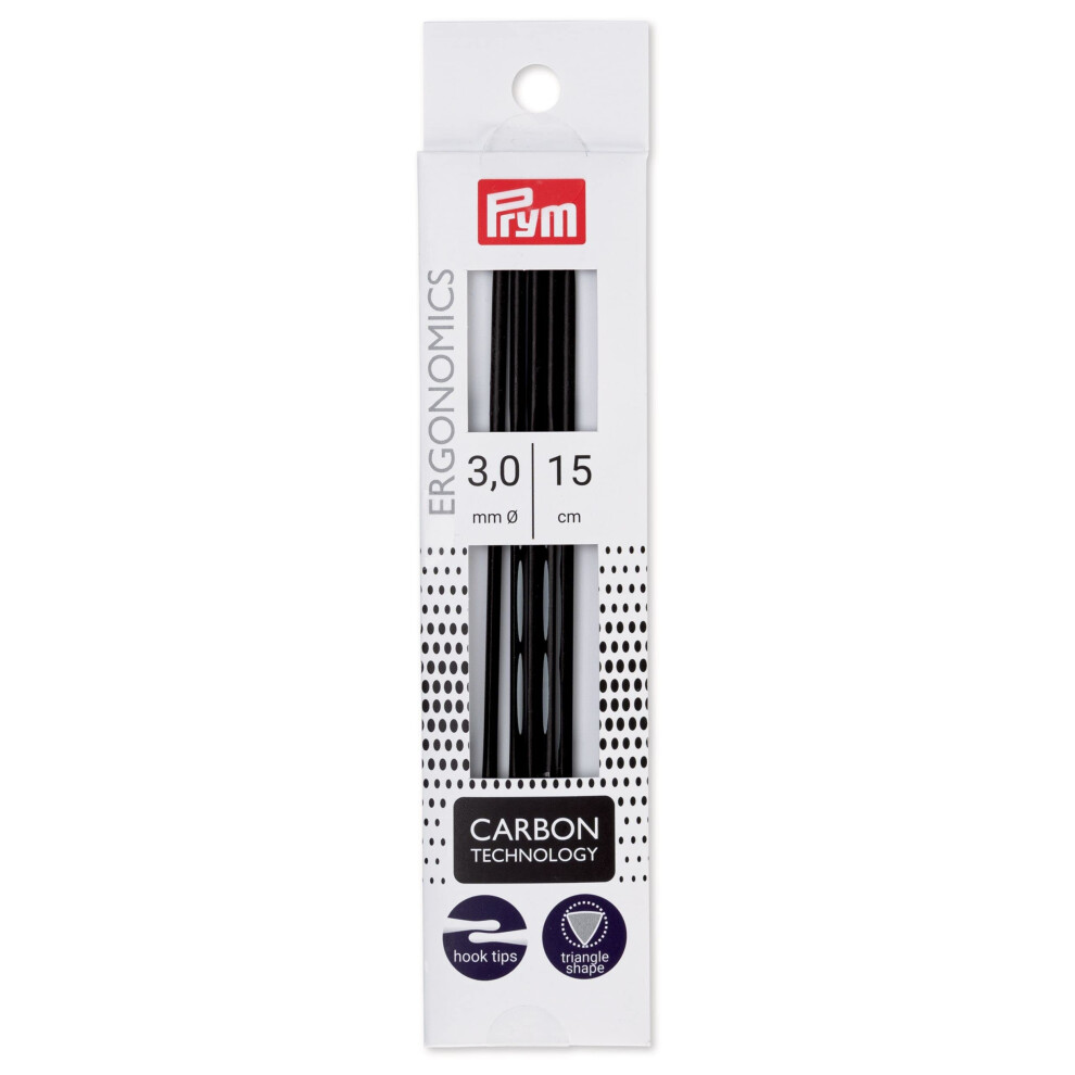Prym Ergonomics 6 Double Point  Carbon  3mm  5 Count Knitting Needles  Black