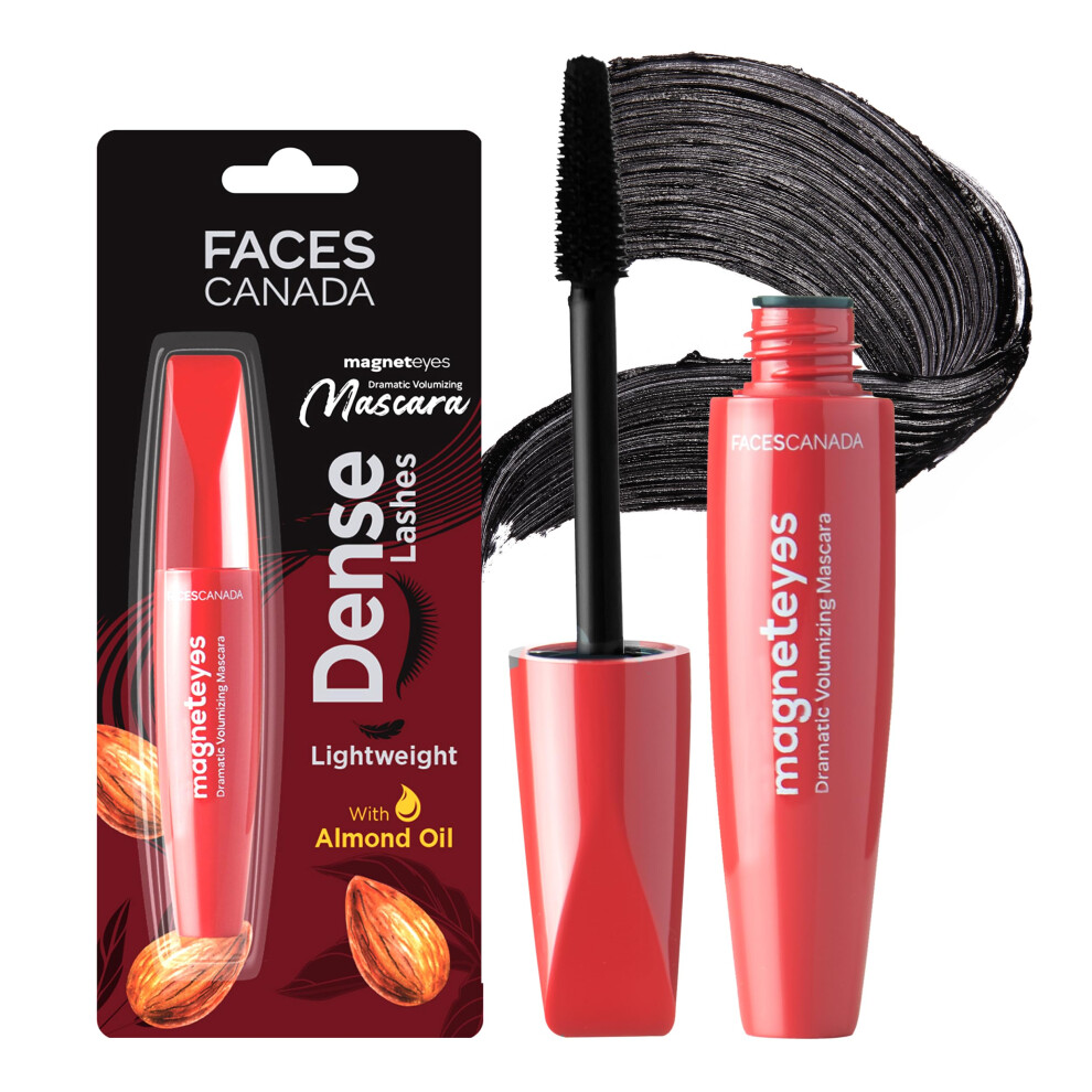 Facescanada Magneteyes Dramatic Volumizing Black Mascara | Lightweight Washable Eye Makeup | Volume & Length Mascara | No Clumping Smudge Proof | 0.32