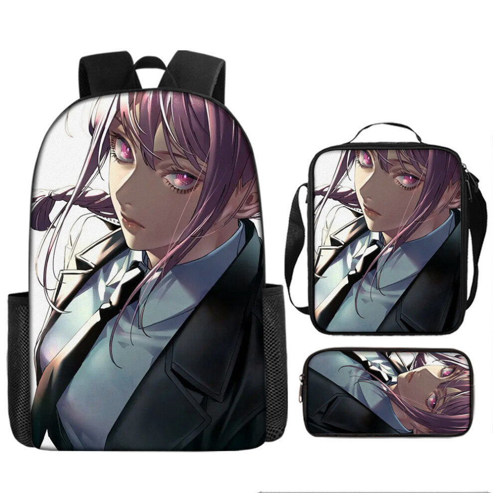 (31, Three-piece set) New animation peripheral chainsaw man schoolbag for middle school students simple lightweight large capacity animation 2D backpa-image-OPC-PGMW2YD-NEW