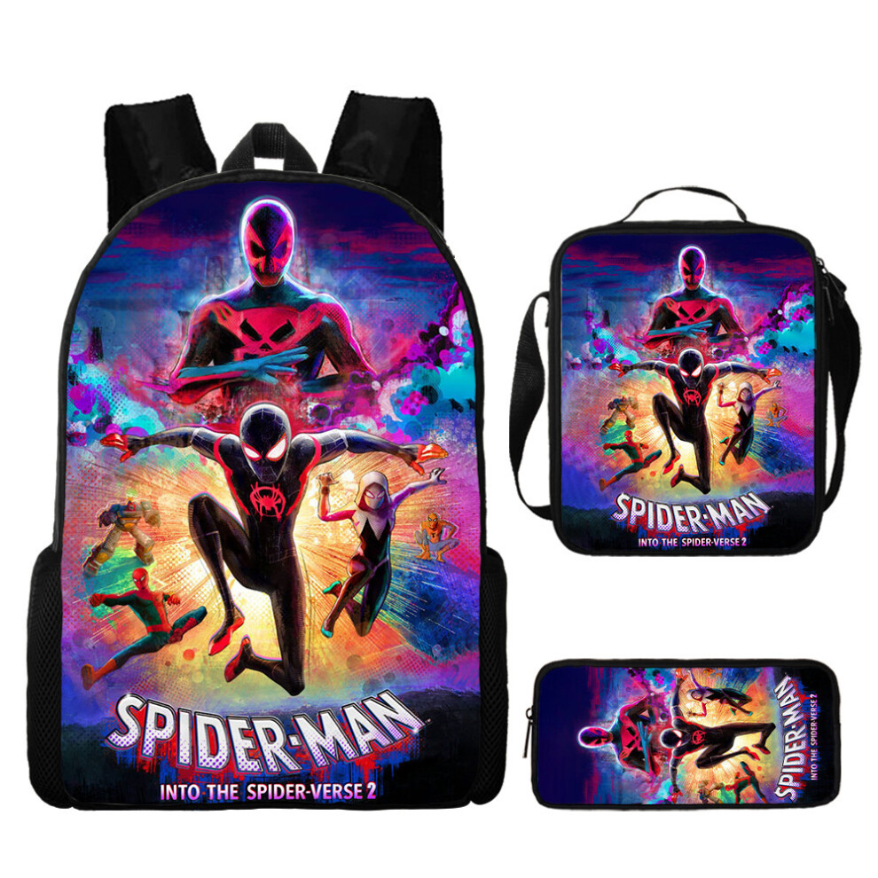 (12, Three-piece set) New Spider-Man Backpack Three-Piece Set of Primary School Student Cartoon School Bag Boy Backpack Superman Spider-Man Batman-image-OPC-PGMW522-NEW