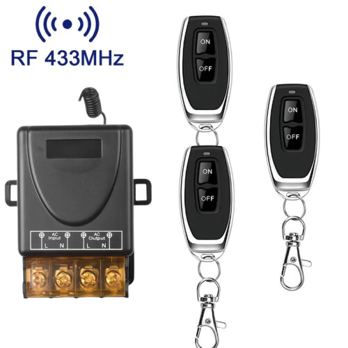 (1 Receiver 3 Remotes) AC 110V 220V 30A Relay Wireless RF Remote ...
