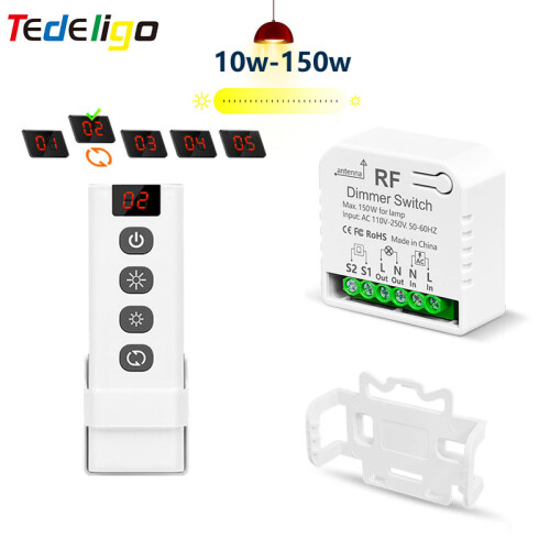 (2 module 1 remote) 433Mhz Wireless Dimmer Light Switch Remote Controls AC 110V 220V Adjustable Brightness Controller for 1