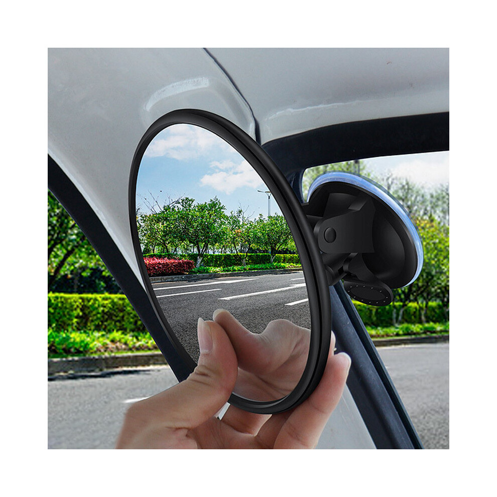 (Diameter 11cm) Car Mirror 360 Degrees Rotatable Dashboard Windshield Sun Visor Plate Auxiliary Observe Mirror Suction