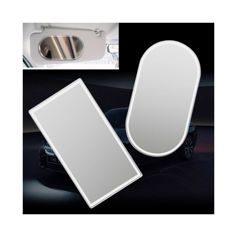 (Rectangle L) Car Makeup Mirror Car Stainless Steel Portable Auto Sun-Shading Visor Hd Mirrors Car Interior Mirror 9180193704952