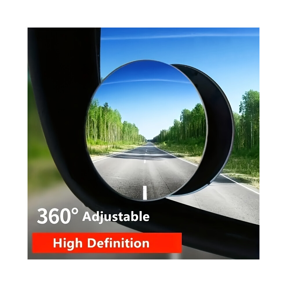 (Silver) Car Blind Spot Rear View Mirror Wide Angle 360 Degree Adjustable Small Round Mirror Car Reverse Auxiliary Silver 9180193704747