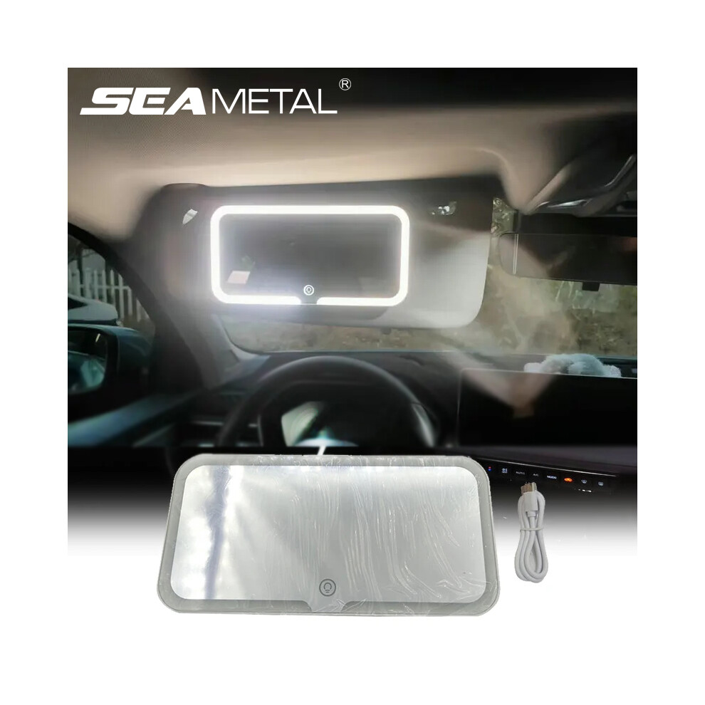 (1 Set) Car Sun Visor Makeup Mirror Led 3-Color Brightness Dimmable Hd Vanity Mirror Touch Screen Interior Car 9180193702224