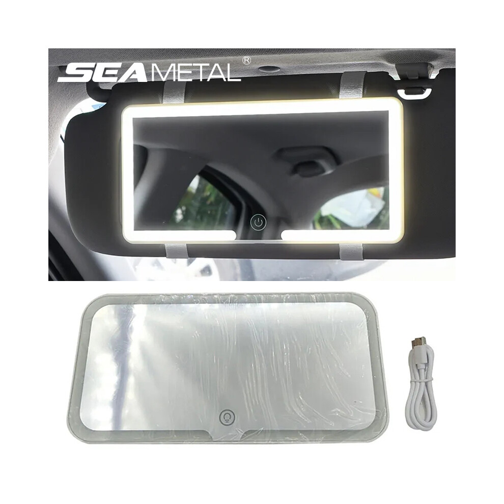 (1 Set) Car Led Makeup Mirror 3-Color Brightness Dimmable Hd Sun Visor Plate Vanity Mirror Touch Screen Interior 9180193702590