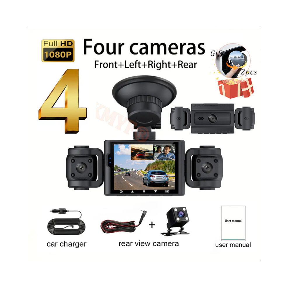 (4Camera, 32G) Dash Cam 1080P Front And Carbin Rear View Camera Night Vision Parking Monit Car Dvr 3Way Car Video 9180193707748