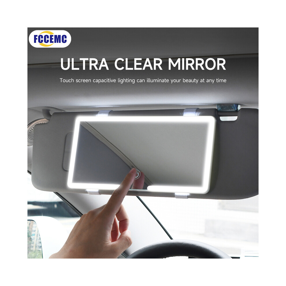 (Black) Hd Car Makeup Mirror With Led Ultra Thin Three Gear Adjustment Interior Sun Visor Plate Mirror Dimmable Black 9180193699326