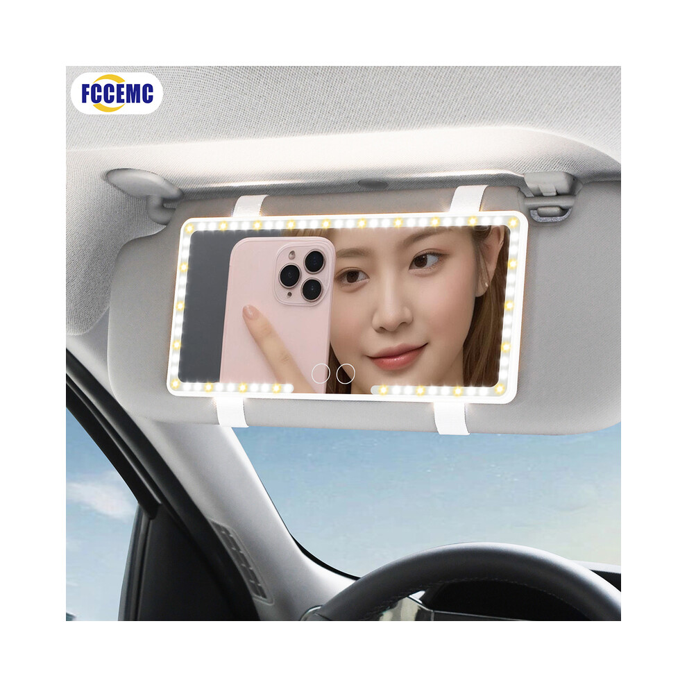 (Black) Hd Mirror Car Sun Visor Vanity Interior Led Makeup Mirror Two Colors Touch Screen Adjustment Dimmable Black 9180193700282