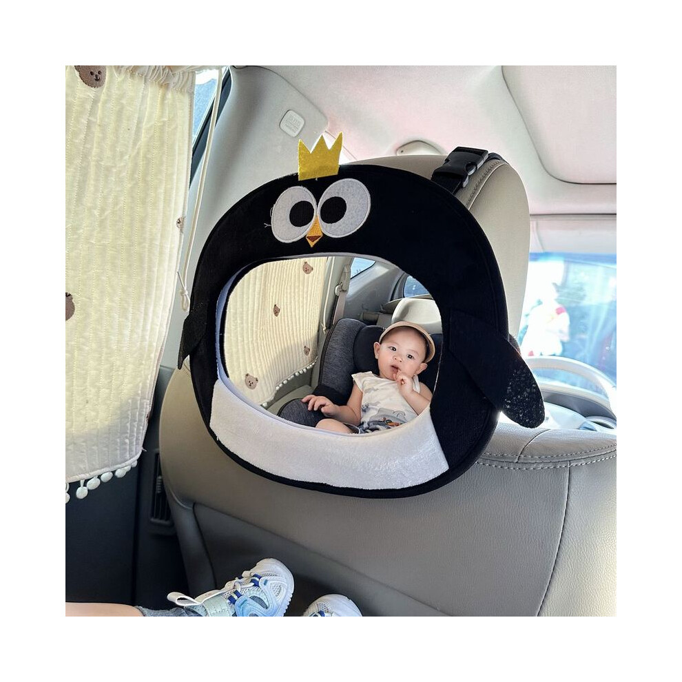 (Penguin) Korean children's rearview mirror, car baby safety seat observation mirror, baby cartoon acrylic car