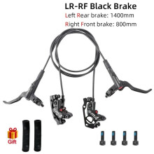 (LR-RF Black Brake) MEROCA 4-Piston MTB Hydraulic Brake Set With Silicone Protective Cover Front And Rear Brake 800mm/1400mm