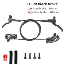 (LF-RR Black Brake) MEROCA 4-Piston MTB Hydraulic Brake Set With Silicone Protective Cover Front And Rear Brake 800mm/1400mm