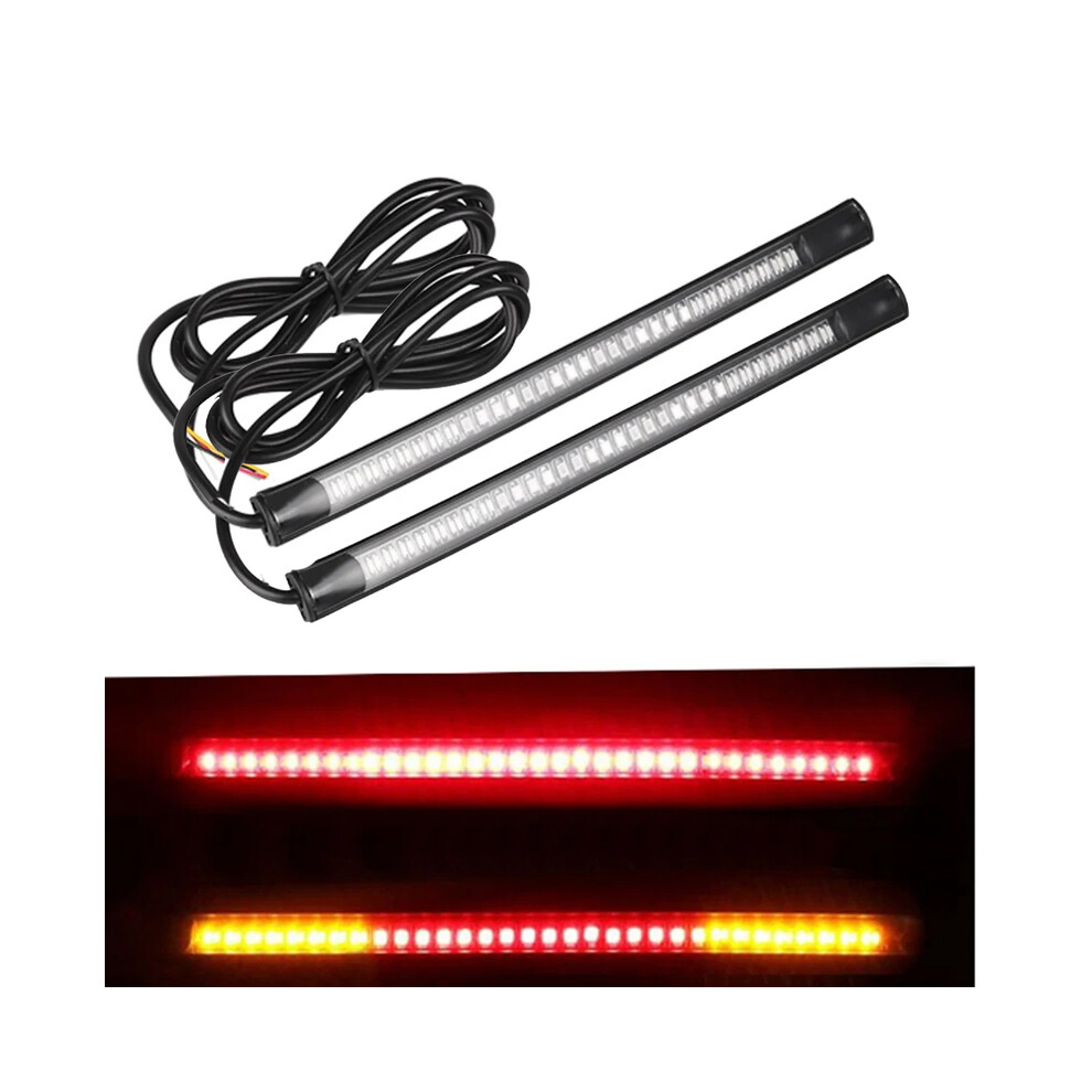 (2Pcs) Flexible 48 Led Motorcycle Bar Strip Tail Turn Signal Tail Rear Brake Stop Bulb Lamp Brake Light 9180193670943