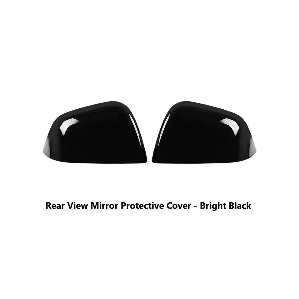 (Bright For M3 Before) Rear View Mirror Cover For Tesla Model 3+ Highland 2024 Model Y Side Door Carbon Fiber Rearview Case Black 9180193697490