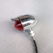 Chrome Bobber Tail Light - Old School Run/Brake/Tail Light for Cafe Racer, Rat Bike, 12V, 3-Wire, 10mm Mount