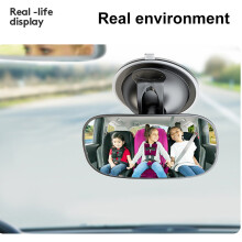 (black) Car Interior Baby Mirrors 360 Degrees Rotatable Windshield Sucker Sun Visor Plate Clips Mirror Baby