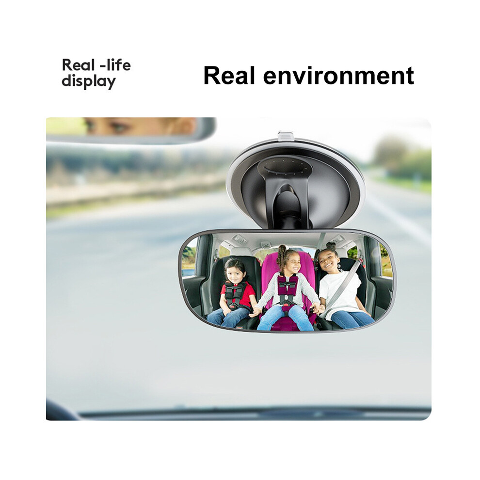 (Black) Car Interior Baby Mirrors 360 Degrees Rotatable Windshield Sucker Sun Visor Plate Clips Mirror Baby Black