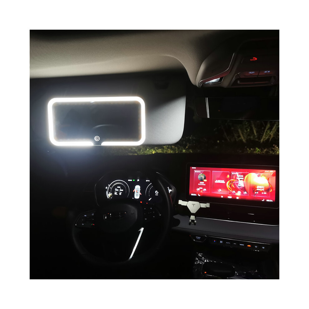 Hd Mirror Car Ledmakeup Mirror Three Gear Adjustment Sun Visor Plate Interior Rearmirror Dimmable Touchscreen 9180193700862