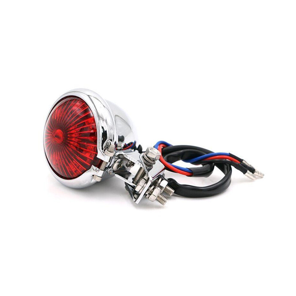 (Chrome And ) Motorcycle Bates Style Led Brake Rear Lamp Tail Stop Tail For Harley Red/Light 9180193666496