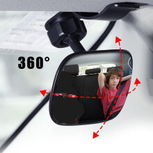 (black) Universal Rear View Mirror for Car Seat, Oblong Glass Baby Monitor Mirror, Flat Lens, Universal Fit,