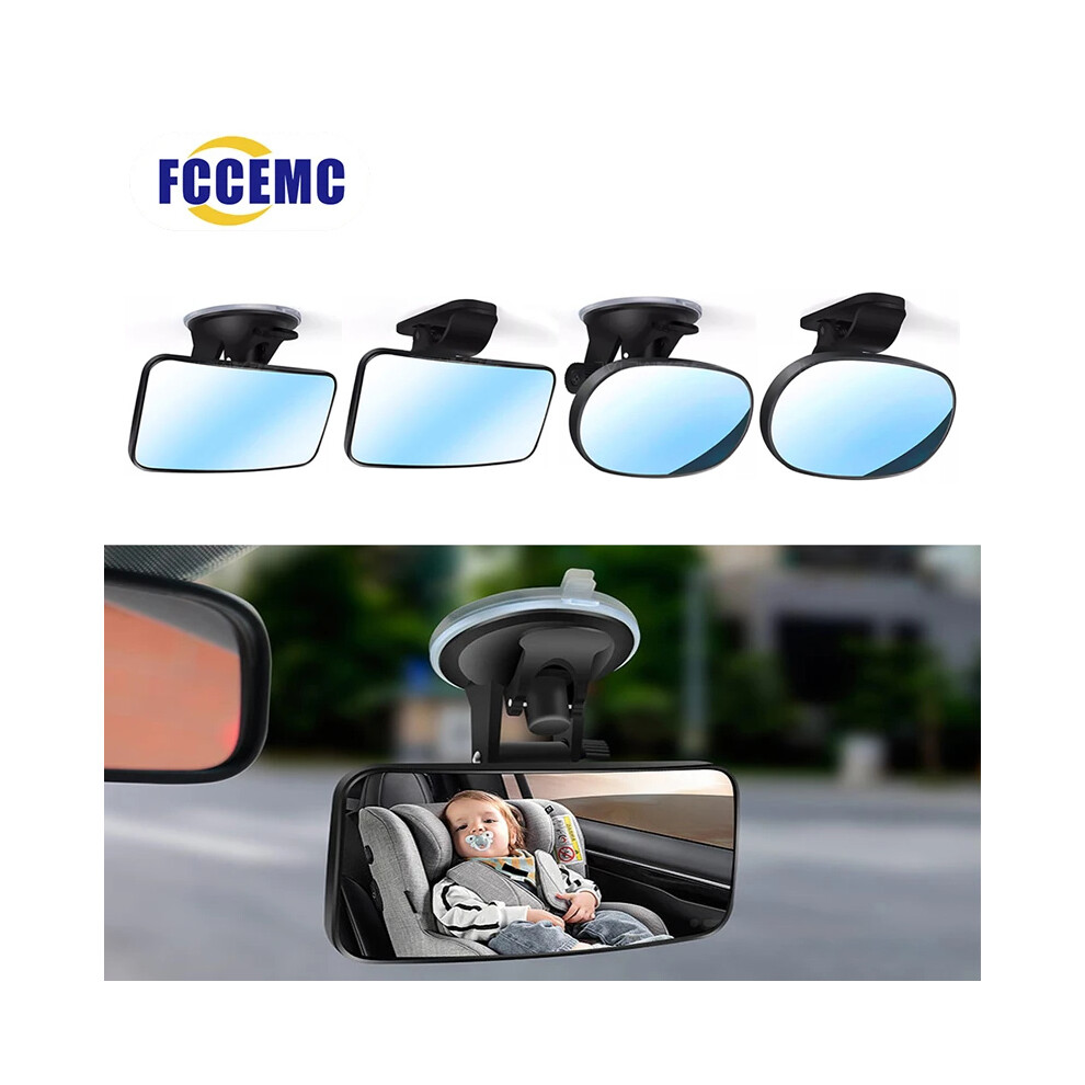 (Style 2 Suction type) 360 Degrees Rotatable Car Mirror Interior Baby Mirrors Dashboard Windshield Sun Visor Plate Auxiliary