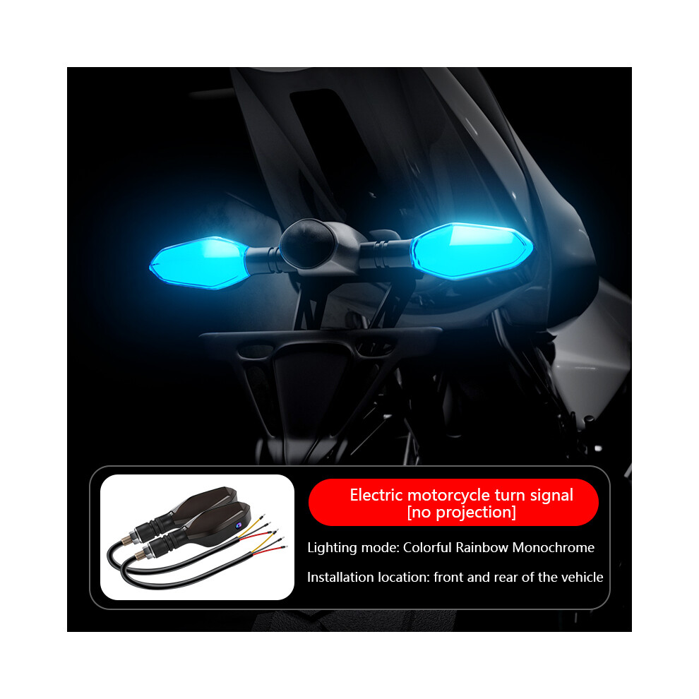 (Rhombic No Projectio) 2Pcs Universal Motorcycle Led Turn Signal Lamp Color Projection Lamp Sequential Flowing Flash Indicator 9180193666335