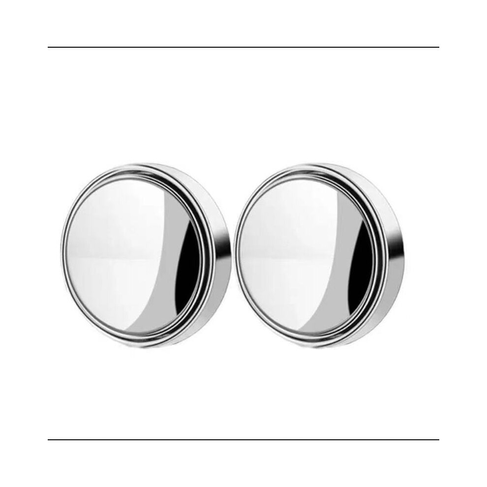 (Slivery (2Pcs)) 360 Degree Adjustable Blind Spot Mirror Car Auxiliary Rearview Convex Mirror Round Frame Wide Angle 9180193707113