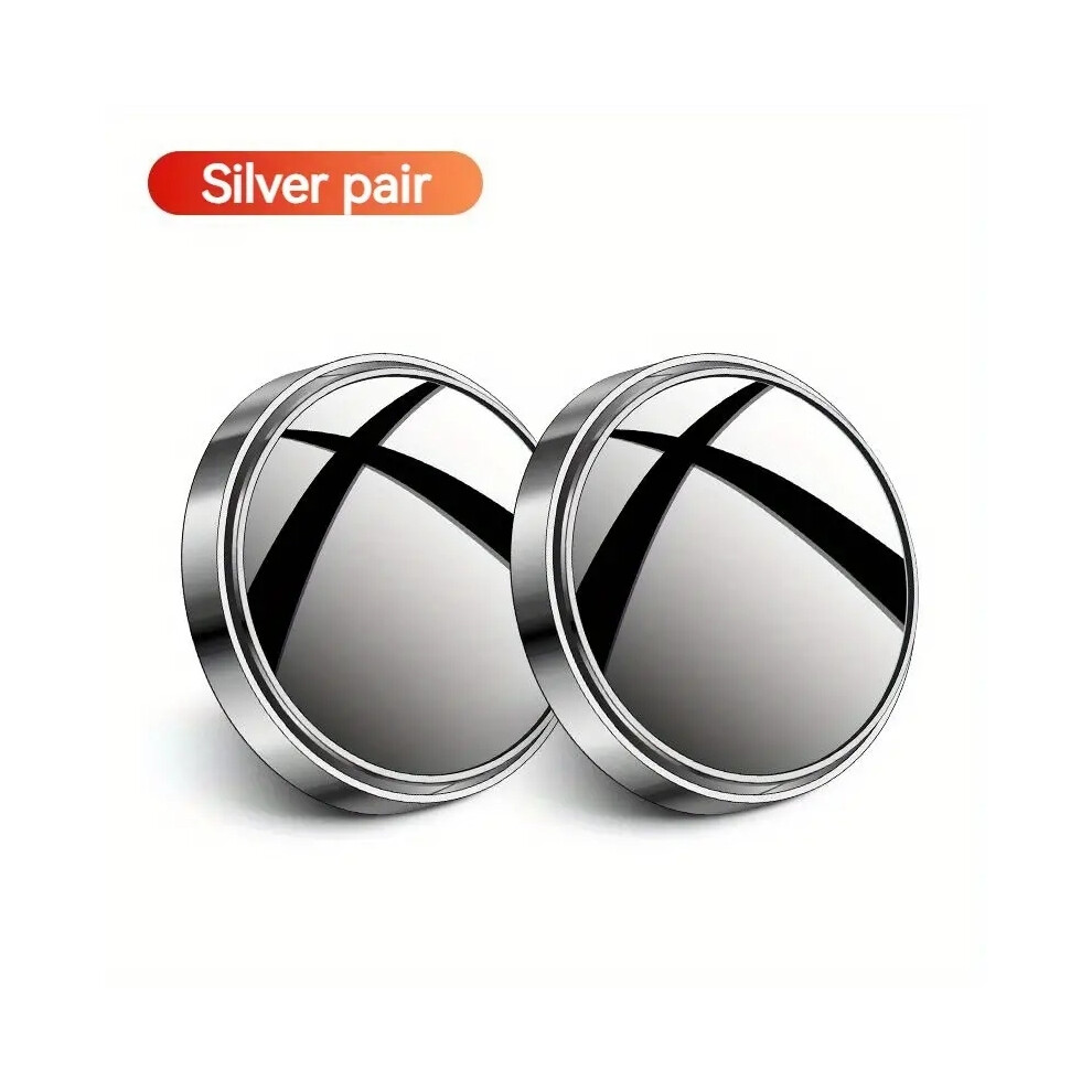 (Silver) A Pair Of 360-Degree Adjustable Wide-Angle Blind Spot Mirrors, Reversing Mirrors, And Rearview Mirrors Silver 9180193707168