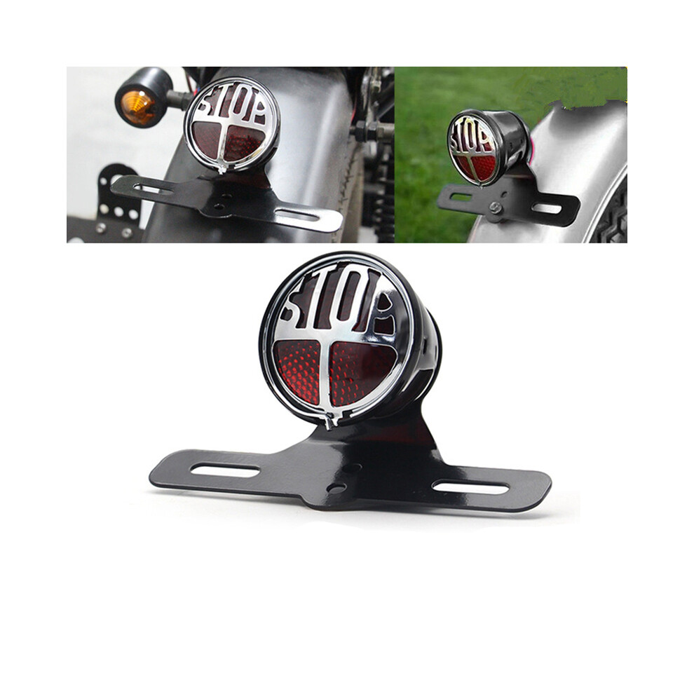 Universal Vintage Motorcycle Tail Rear Lamp Tail Brake Stop Lamp With License Plate Bracket Cafe Light 9180193662160