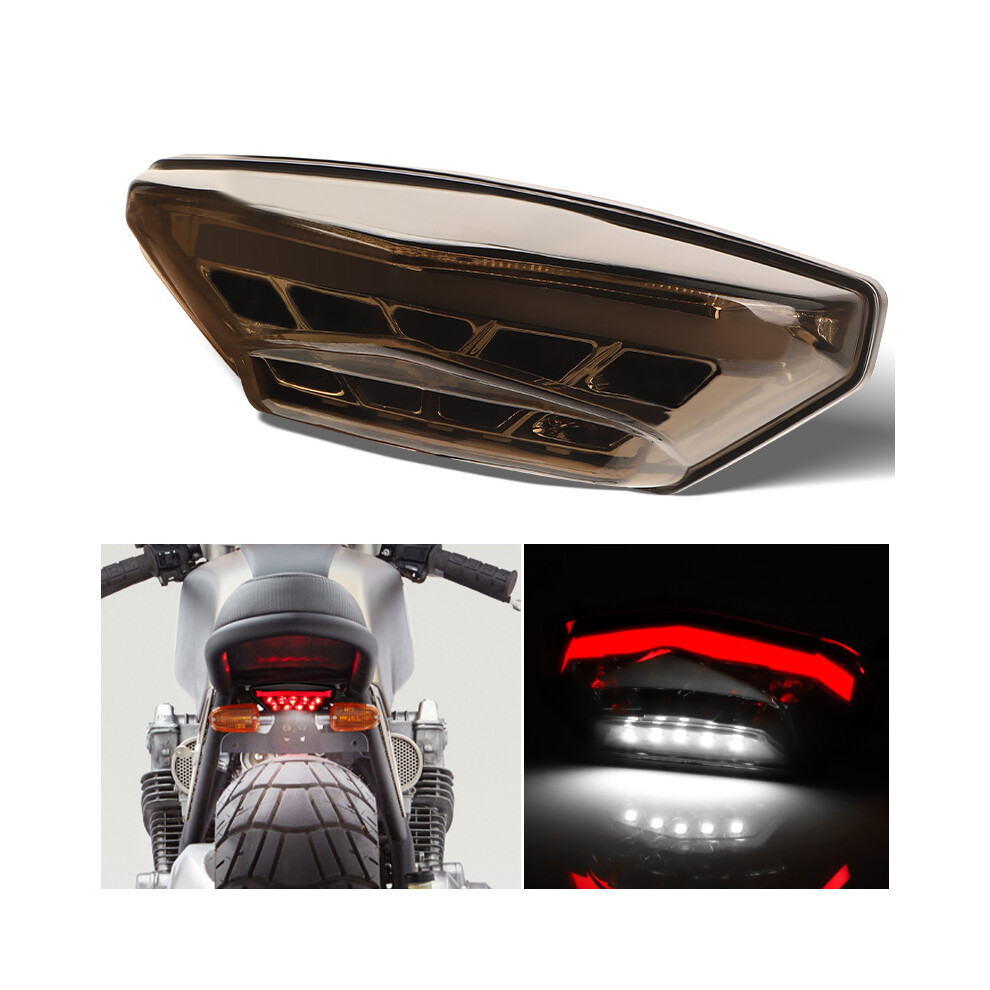 (1Pc Smoke Shell) Rear Motorcycle Led Tail Brake License Plate Lamp Daytime Running Moto Signal Lamp For Scooter Light 9180193667554
