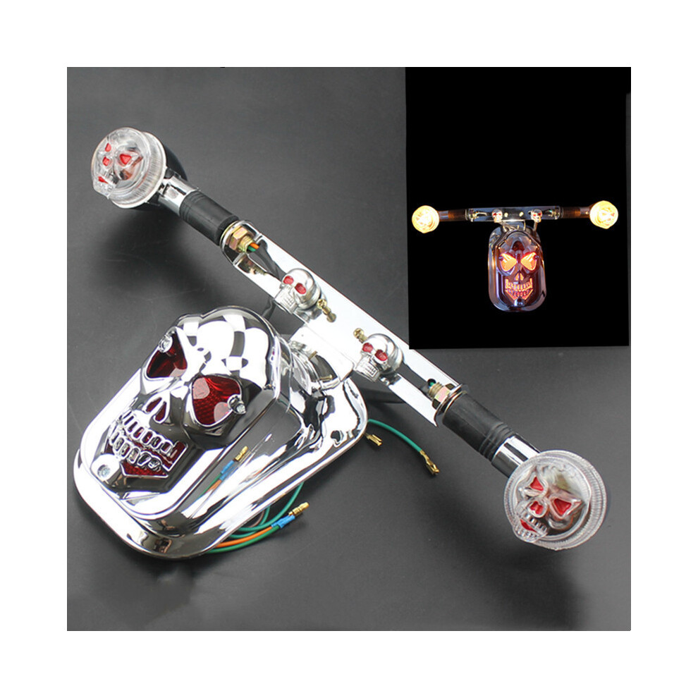 12V Motorcycle Skull Turn Signal Tail Brake License Plate Rear For Harley Honda Suzuki Kawasaki Light 9180193668124