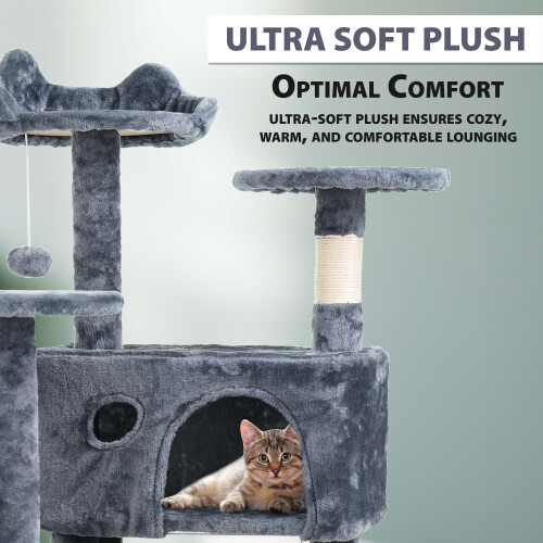 Large Cat Tree Activity Centre Multilevel Scratching Post 138cm Climbing Tower 2