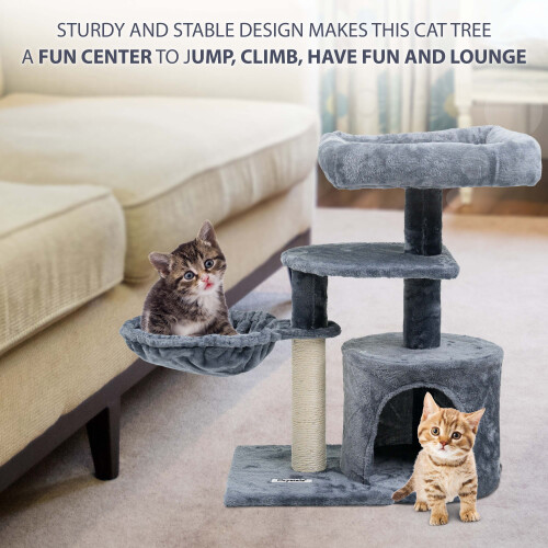 Large Multilevel Cat Tree Scratching Post with Plush Perches, Hideout and Rope Toy - Stable, Easy Assembly 2