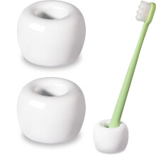 Urbanstrive Sleek Mini Keramik Tandb?rste Holder Stander til Badev?relse Vanity Bordplader Hvid 2 Pack