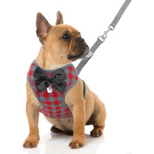 (As show, One size) Small Dog Harness And Leash Set - No Pull Pet Harness With Soft Mesh Nylon Vest For Small Dogs And Cats-Red