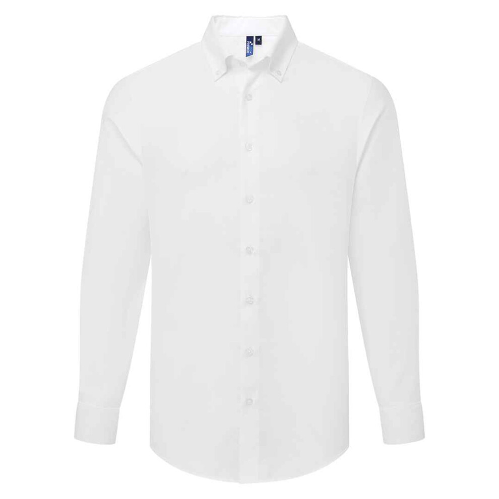 (XS, White) Premier Mens Supreme Oxford Long-Sleeved Formal Shirt