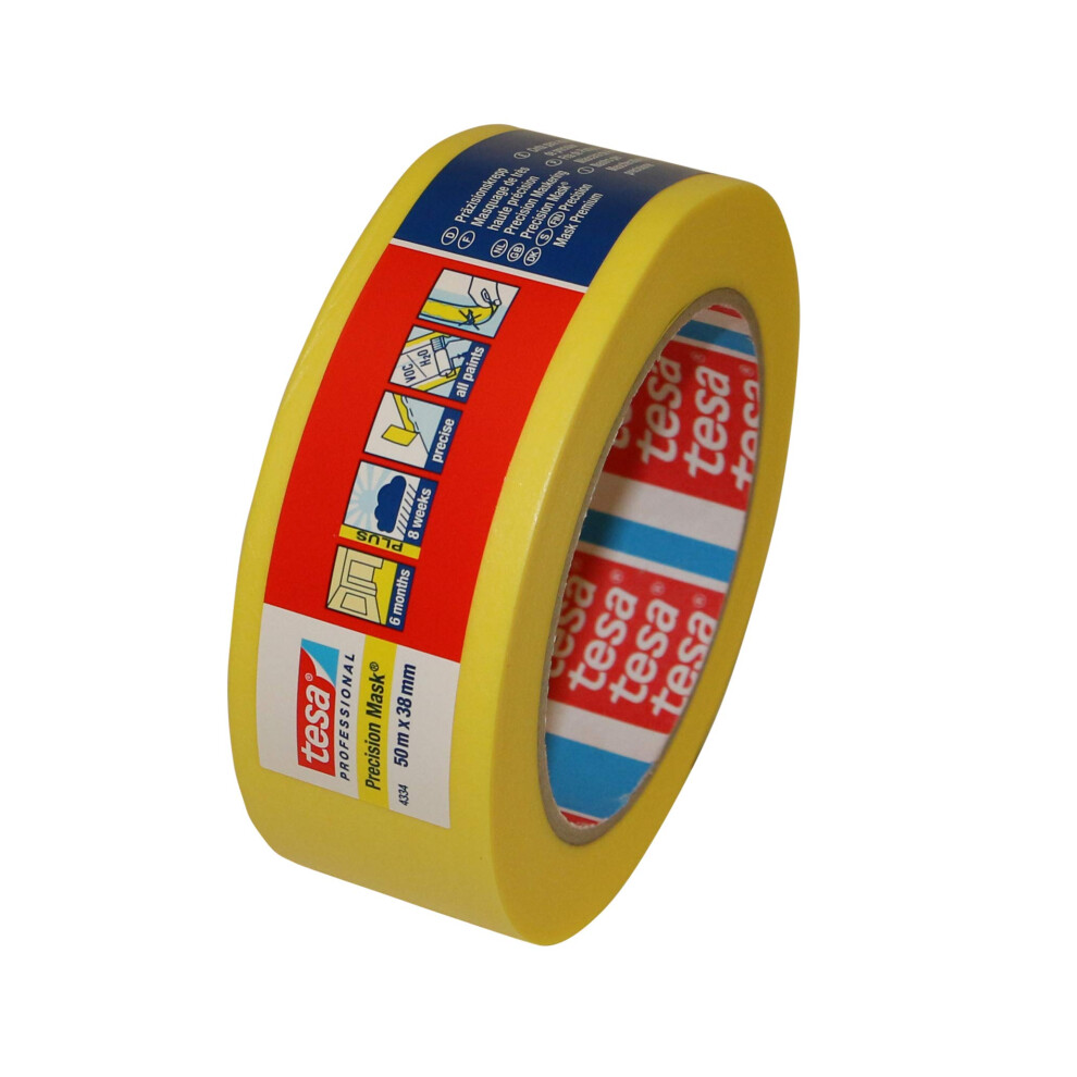 Tesa Precision Mask Painters Tape 4334: 1-1/2 In. X 55 Yds. Yellow 4042448816122