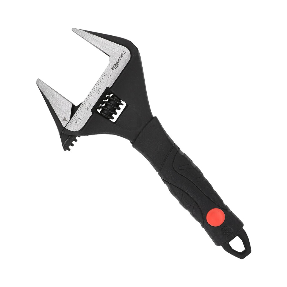 Amazon Basics Plumbing Adjustable Wrench with Soft Grip  Wide Mouth  6 inch x 2.50 inch x 0.6 inch